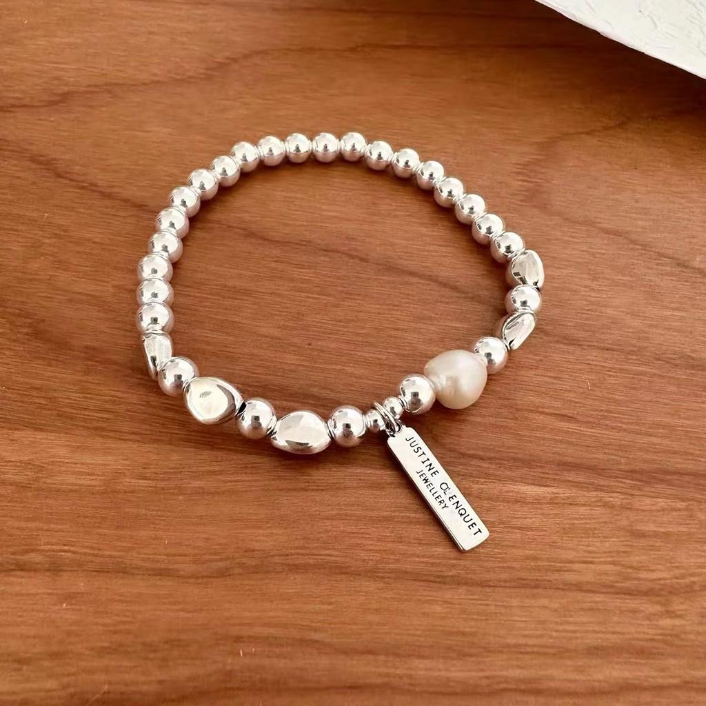 Изысканный геометрический браслет Серебряная жемчужина Ручная работа Изысканный подарок Женский