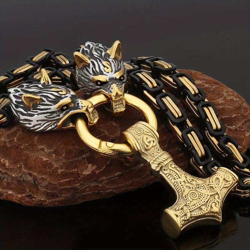 Модный и изысканный новый ретро скандинавский викинг молот кулон голова волка ожерелье для персонализированного мужского амулета ювелирные изделия подарок